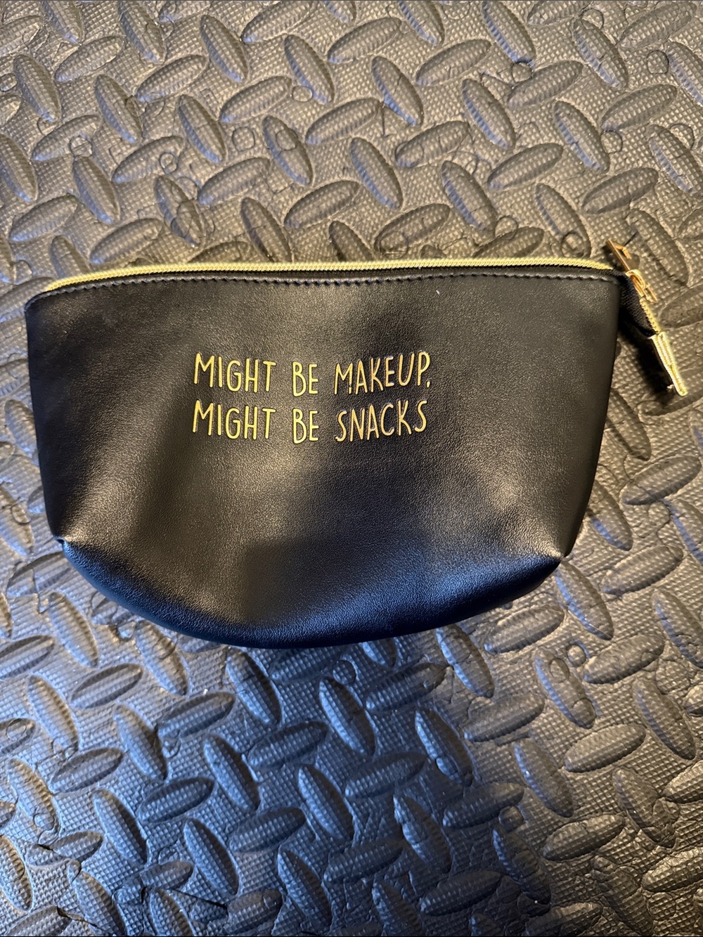 Black 'Might Be Makeup, Might Be Snacks' Zipper Pouch